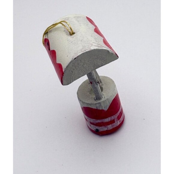 Vintage Wishing Well Christmas Ornament Mini Red White Hand Painted - Picture 2 of 6